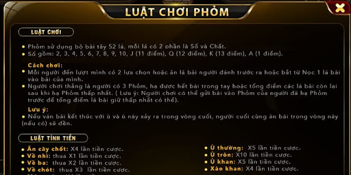 Luật chơi game phỏm online kubet